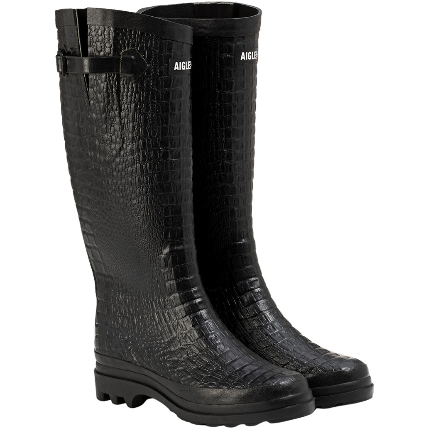 2026 Aigle Womens Aiglentine Croc Wellington Boot ND7814 - Noir